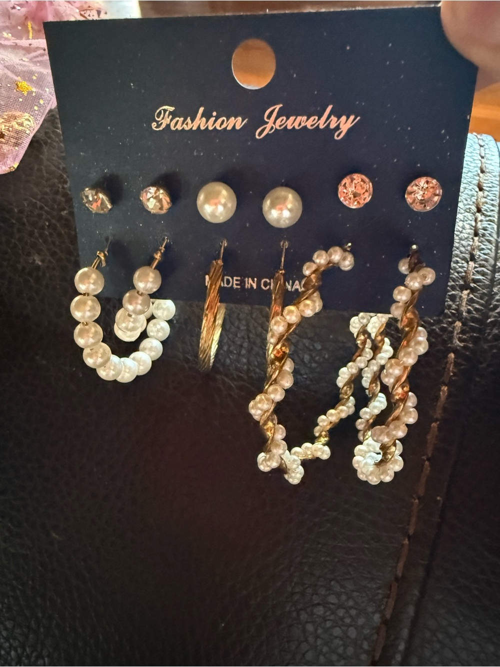 Fashion Jewelry Gold and Pearl Multi-Pair Earring Set